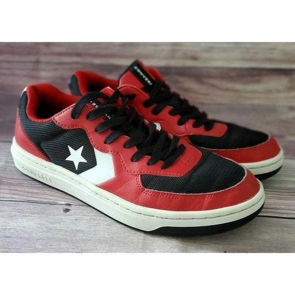 Converse Mens Rival Ox Black Red Sneakers Size 8